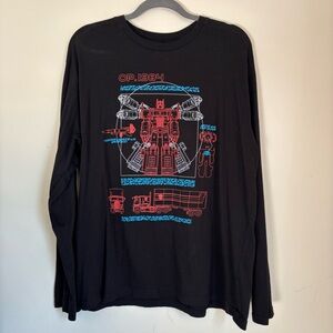 Black Long Sleeve Transformers Graphic Tee